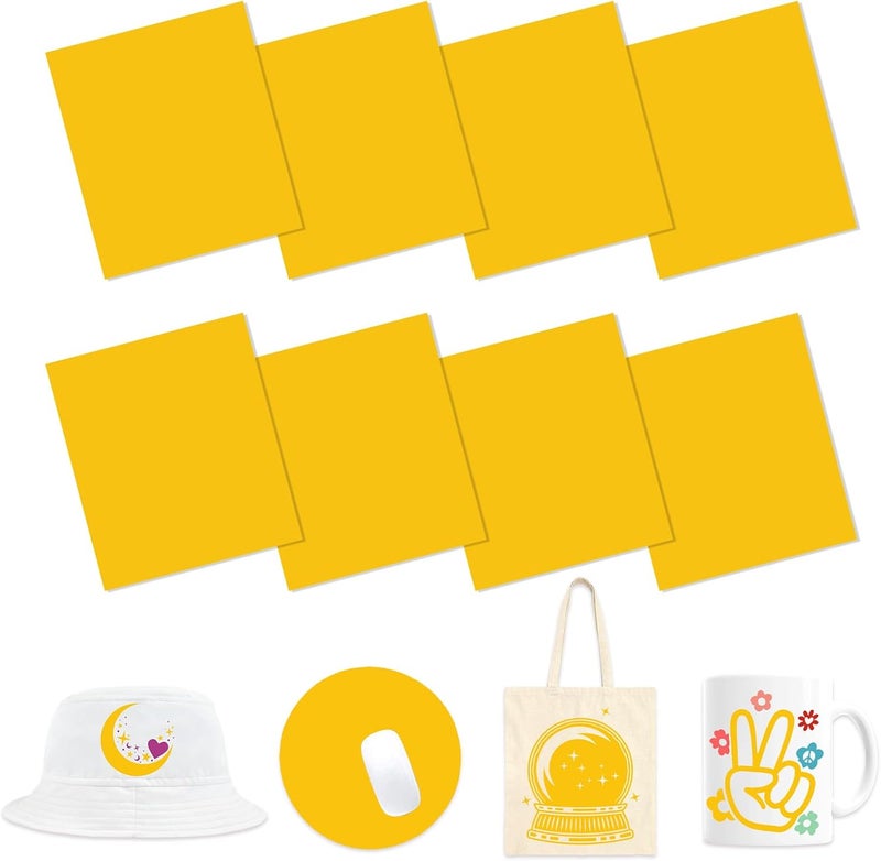 HTVSTD Yellow Sublimation Ink Transfer Sheets 8 Sheets 12inches * 10inches Sublimation Paper Transfer Sheets for Mugs Tumblers DIY Transfer Paper - Image 1